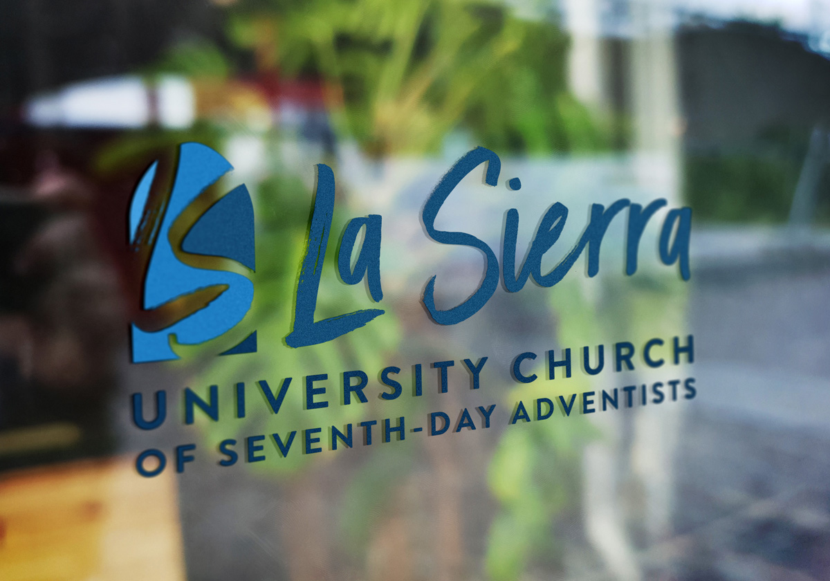 La Sierra University Church Logo on a Window